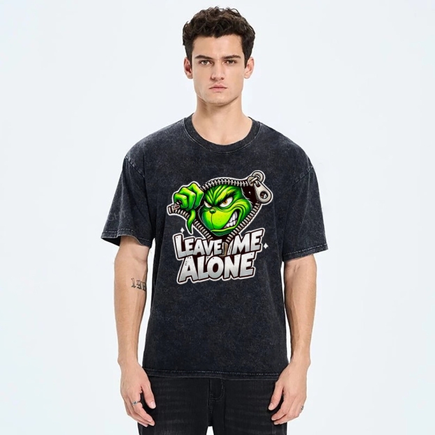 Unisex Leave Me Alone Printed Washed Tee
