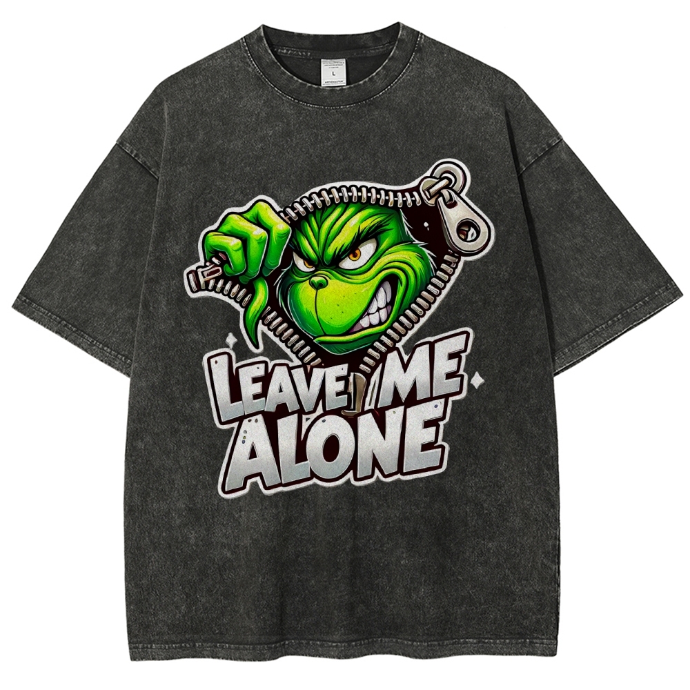 Unisex Leave Me Alone Printed Washed Tee