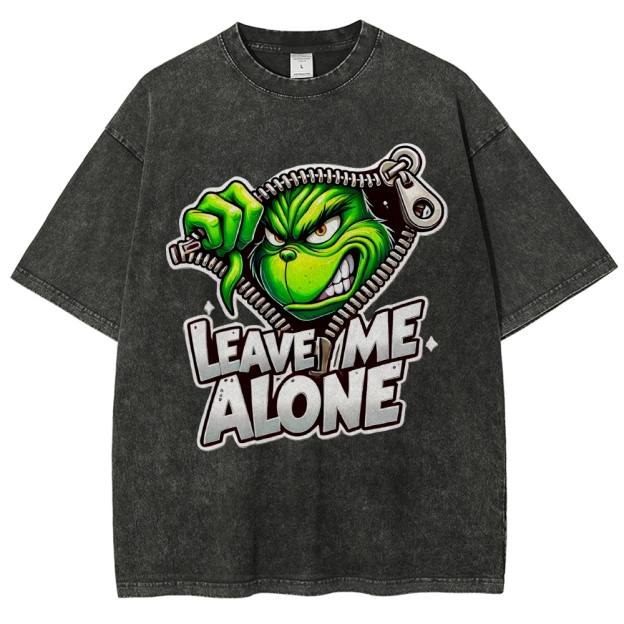 Unisex Leave Me Alone Printed Washed Tee