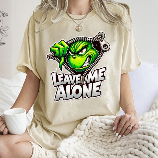 Unisex Leave Me Alone Printed Washed Tee