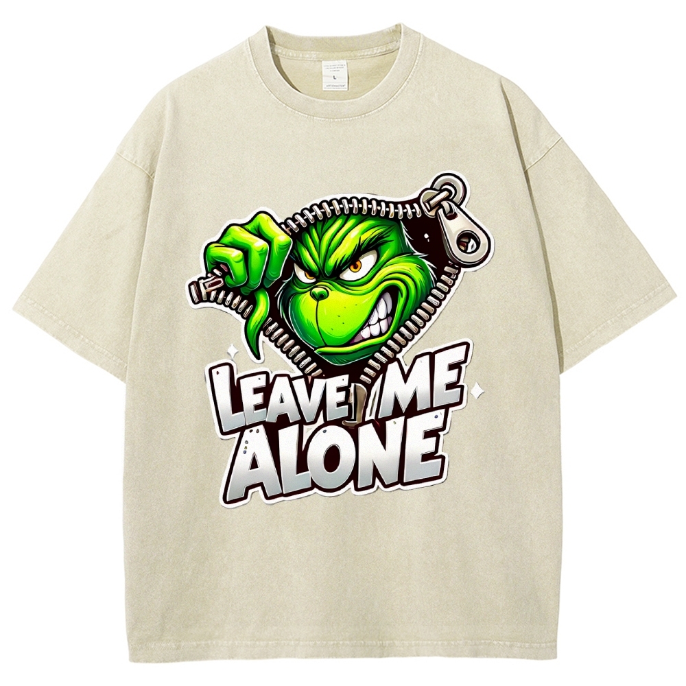 Unisex Leave Me Alone Printed Washed Tee