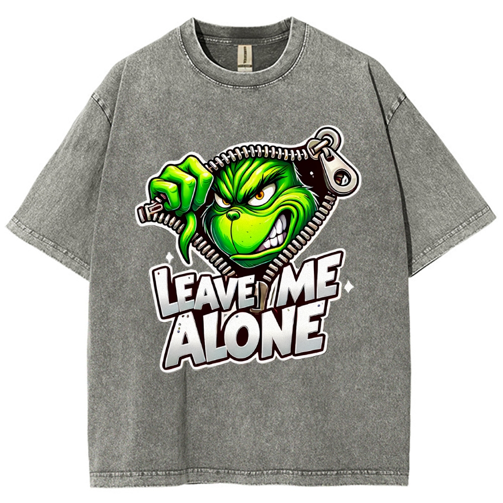 Unisex Leave Me Alone Printed Washed Tee