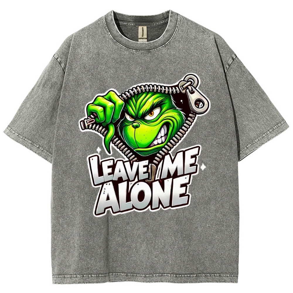 Unisex Leave Me Alone Printed Washed Tee