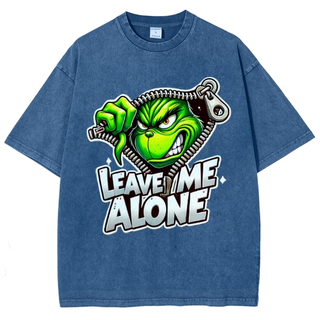 Unisex Leave Me Alone Printed Washed Tee