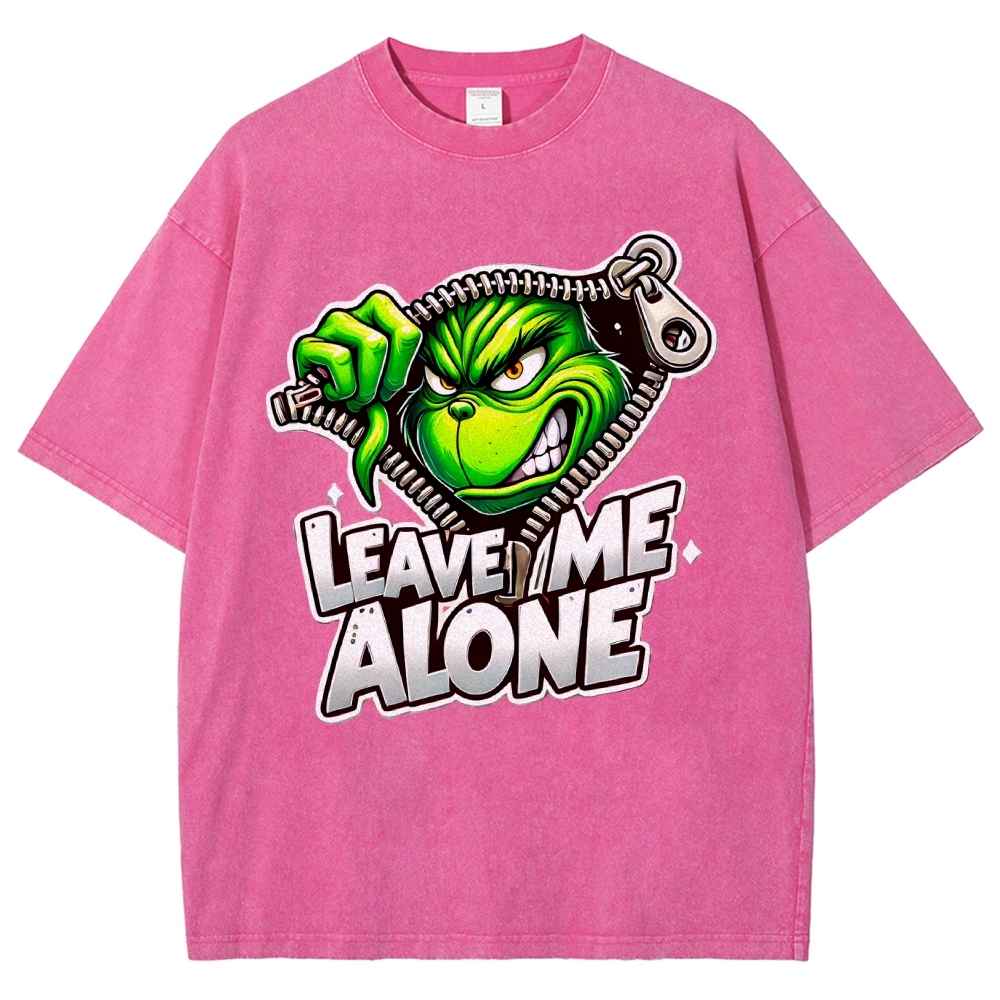 Unisex Leave Me Alone Printed Washed Tee