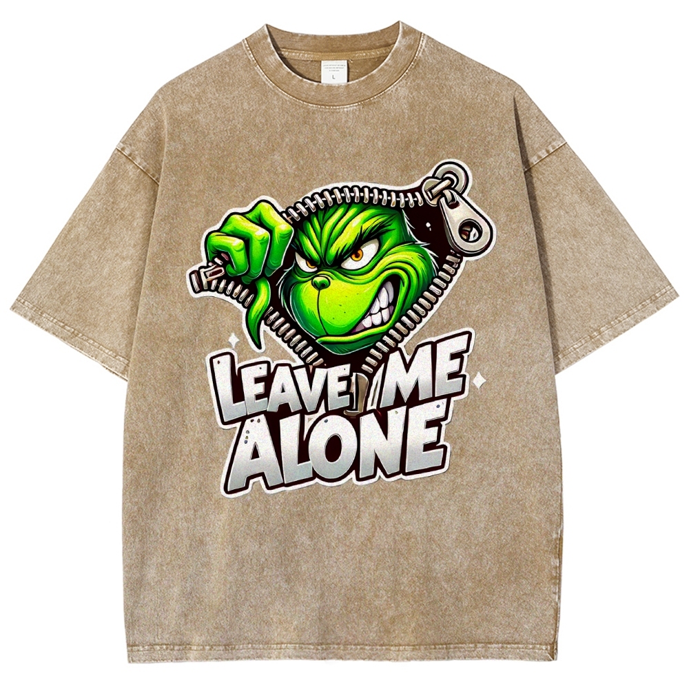 Unisex Leave Me Alone Printed Washed Tee