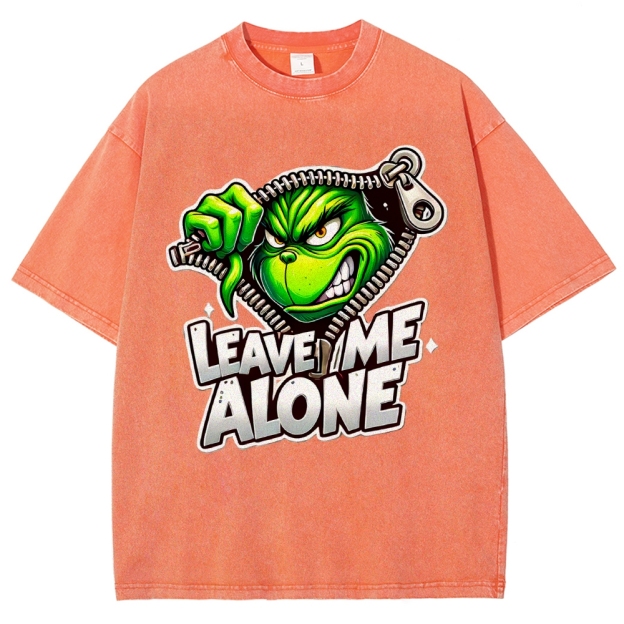Unisex Leave Me Alone Printed Washed Tee