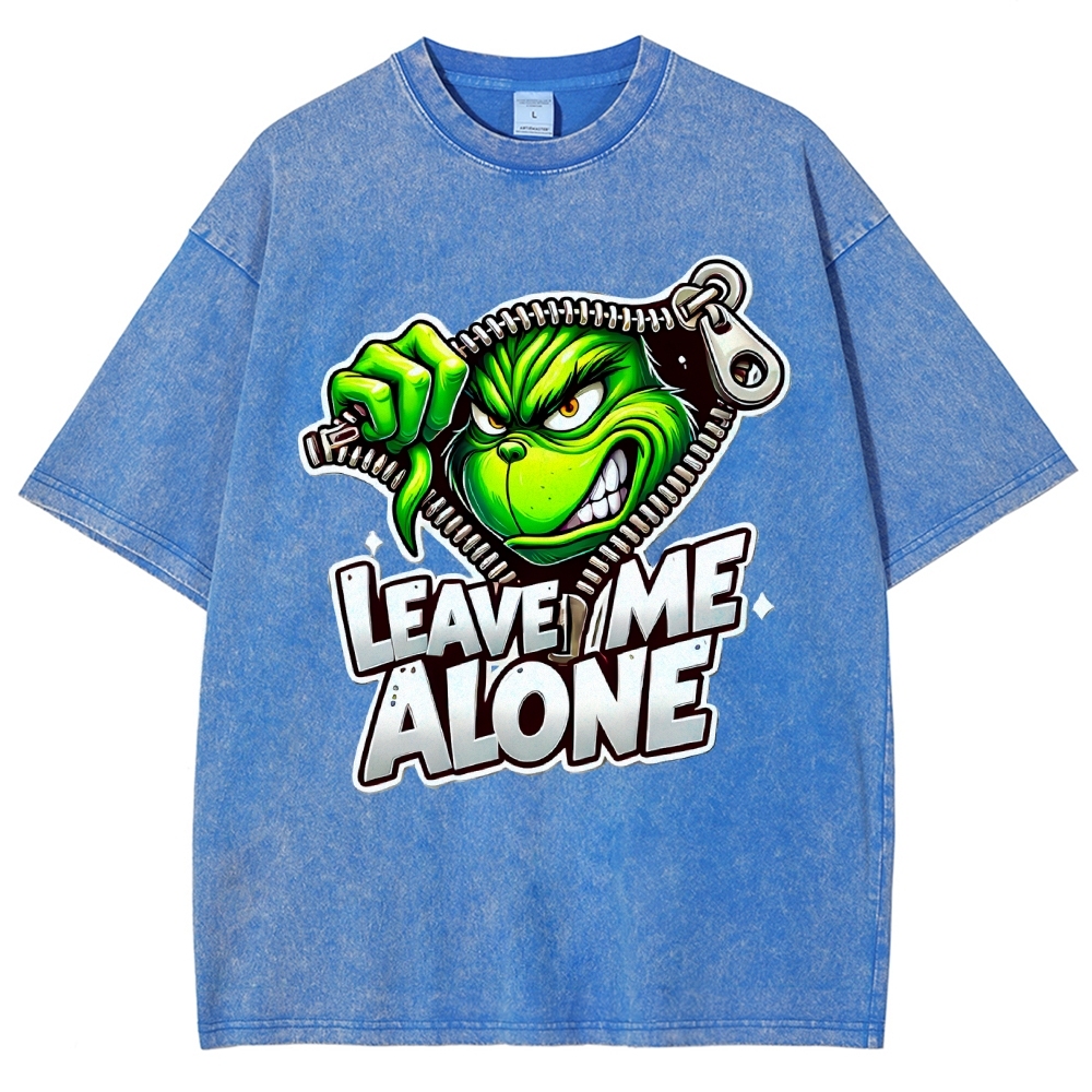 Unisex Leave Me Alone Printed Washed Tee