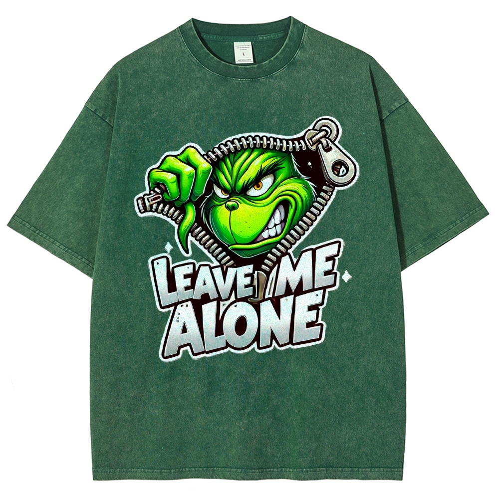 Unisex Leave Me Alone Printed Washed Tee