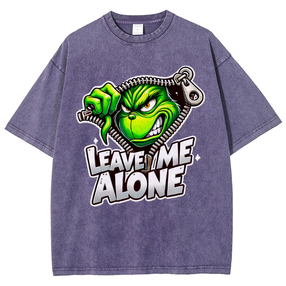 Unisex Leave Me Alone Printed Washed Tee