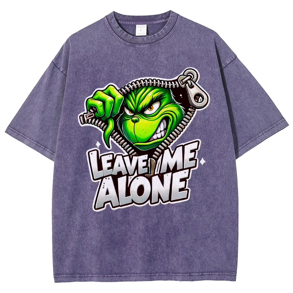 Unisex Leave Me Alone Printed Washed Tee