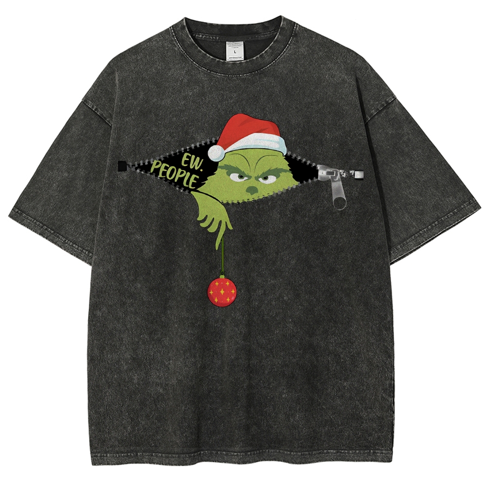 Unisex Christmas EW People Printed Washed Tee