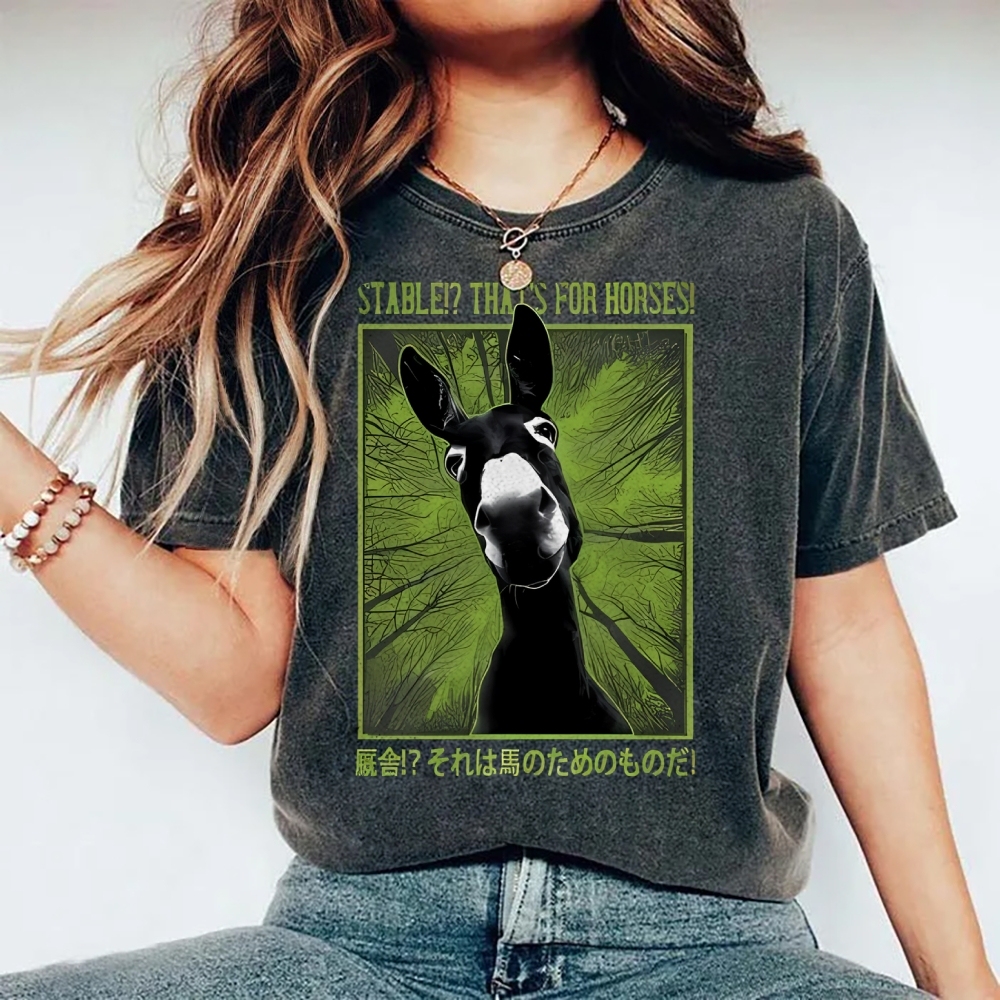 Unisex Donkey Printed Washed Tee