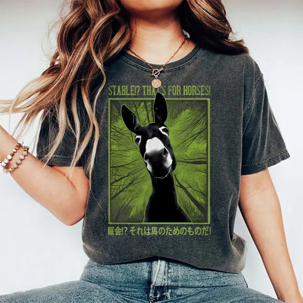 Unisex Donkey Printed Washed Tee