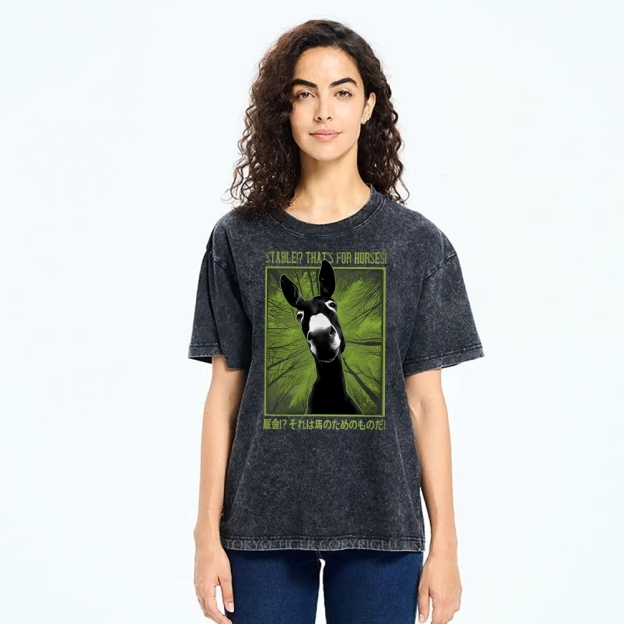 Unisex Donkey Printed Washed Tee
