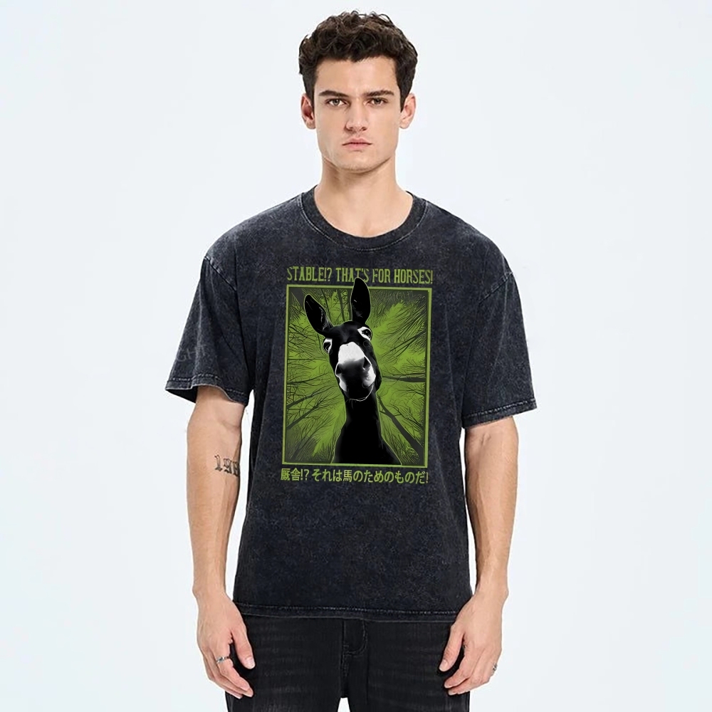 Unisex Donkey Printed Washed Tee