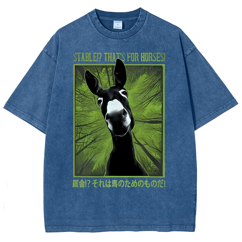 Unisex Donkey Printed Washed Tee