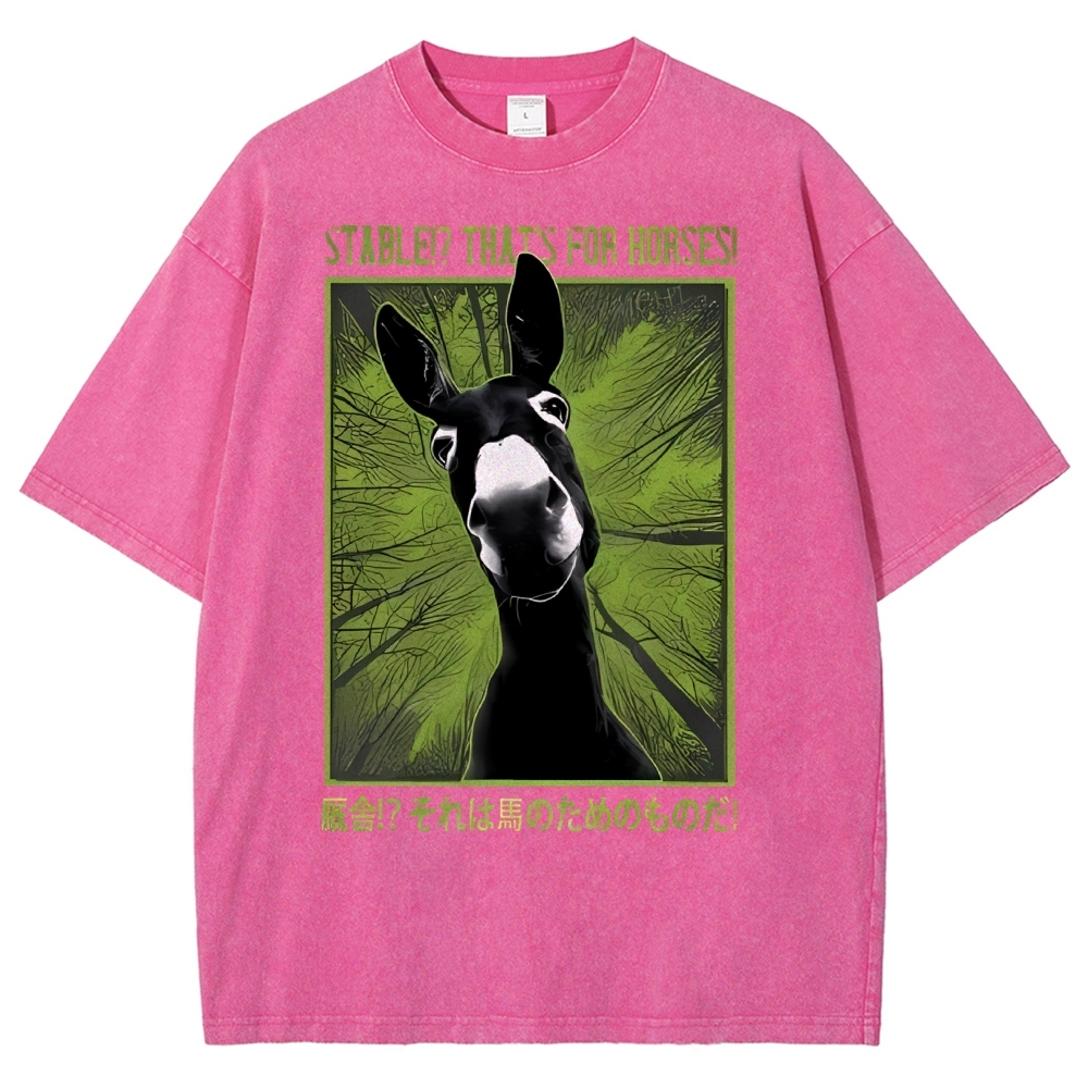 Unisex Donkey Printed Washed Tee
