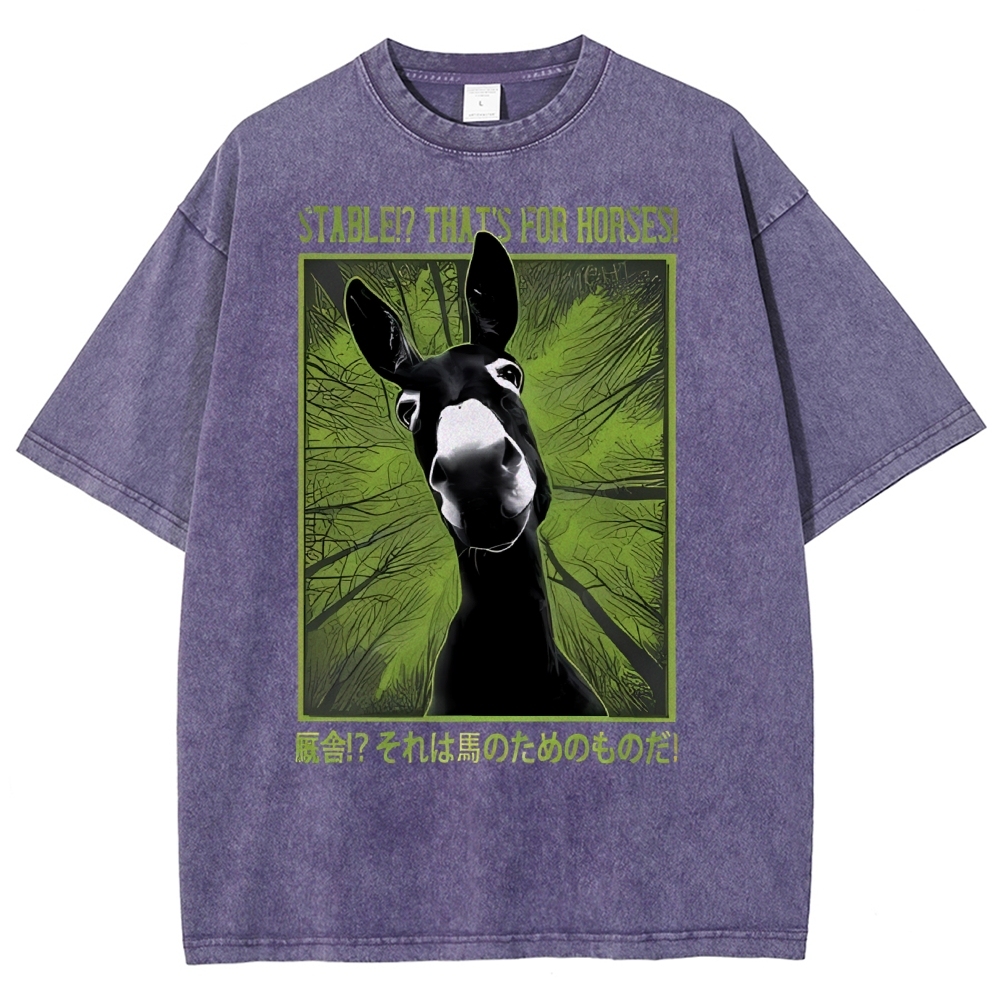 Unisex Donkey Printed Washed Tee