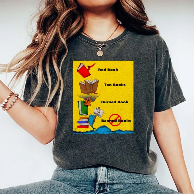 Unisex Book Printed Washed Tee