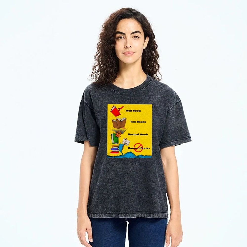 Unisex Book Printed Washed Tee