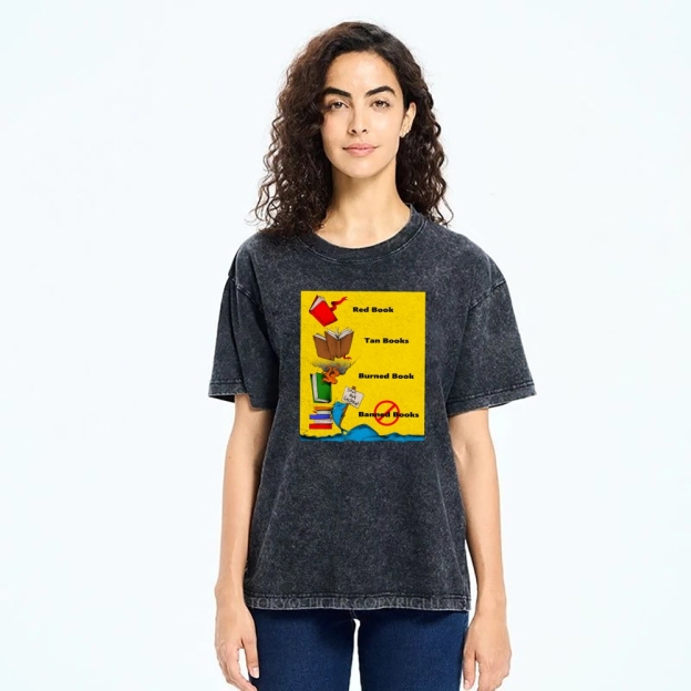 Unisex Book Printed Washed Tee