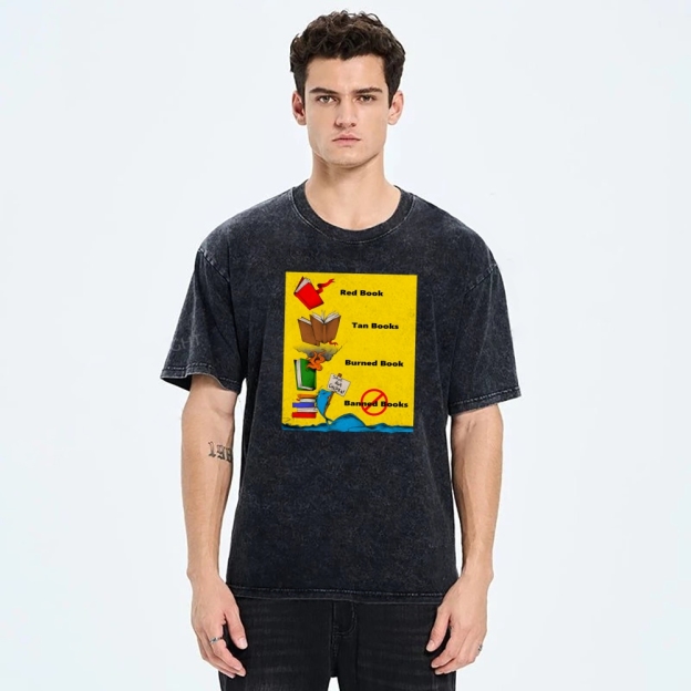 Unisex Book Printed Washed Tee