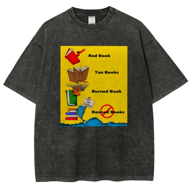Unisex Book Printed Washed Tee