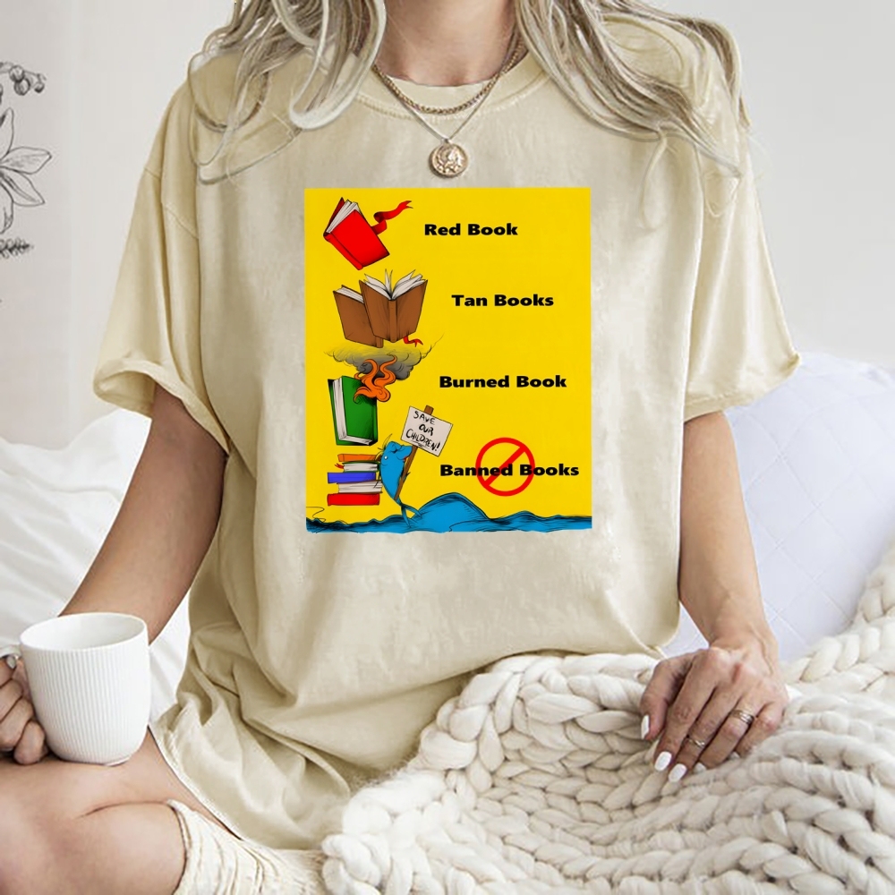 Unisex Book Printed Washed Tee