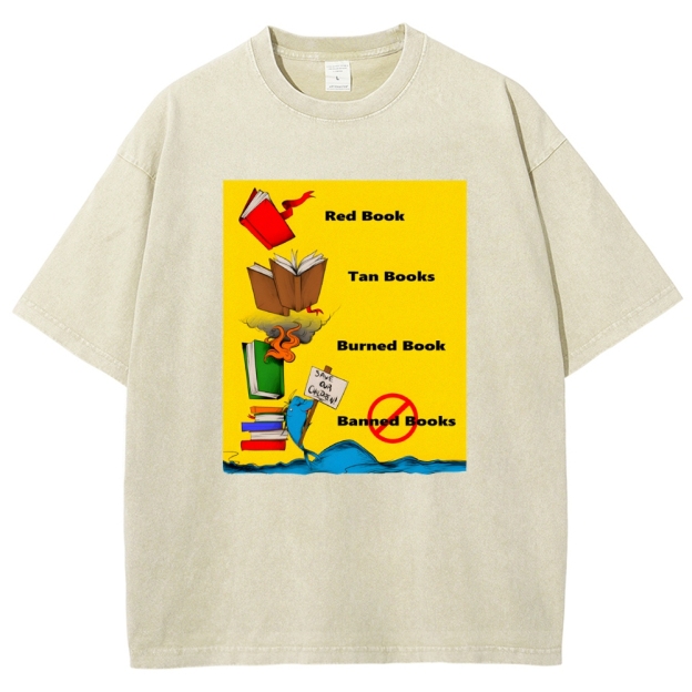 Unisex Book Printed Washed Tee
