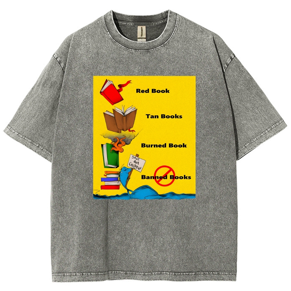 Unisex Book Printed Washed Tee