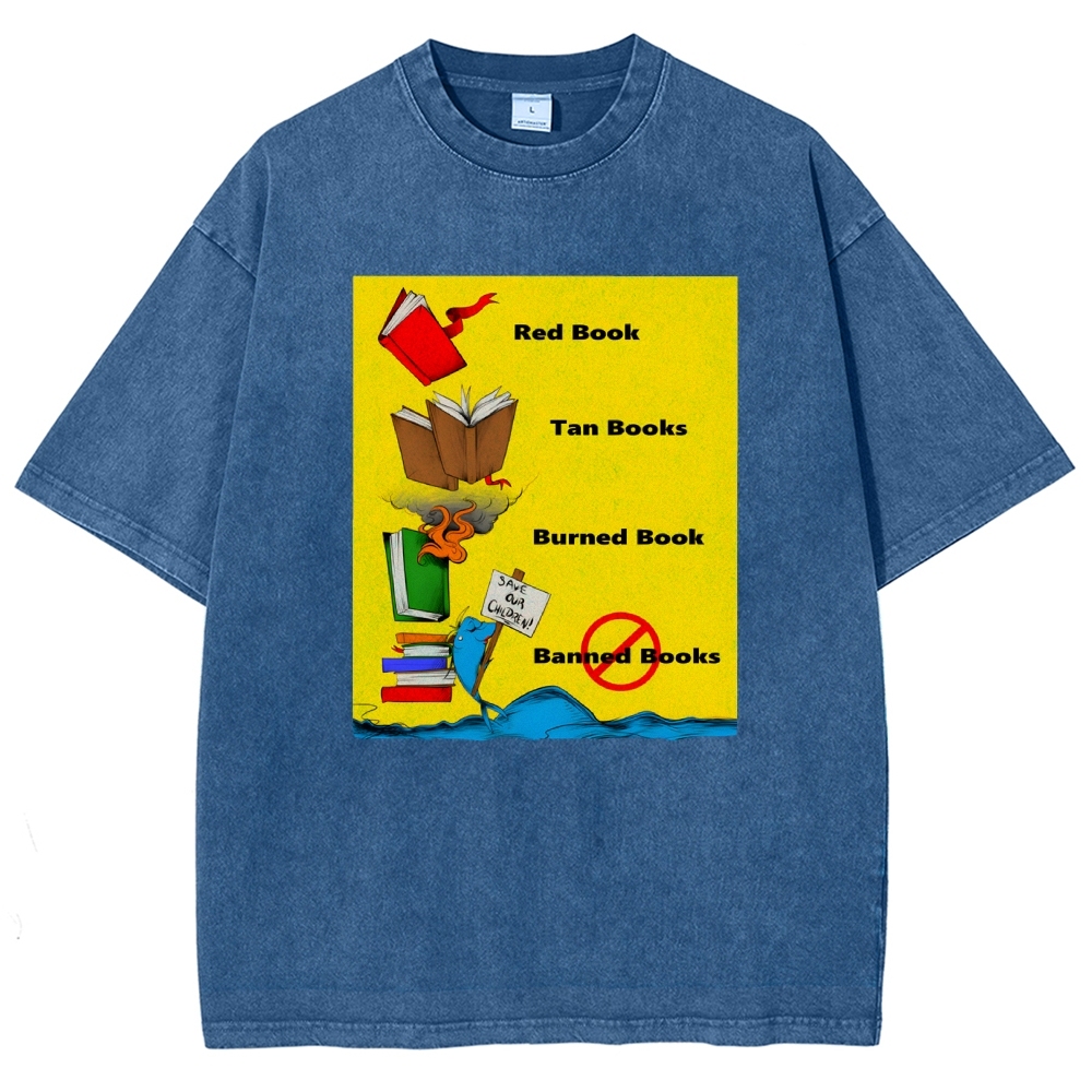 Unisex Book Printed Washed Tee