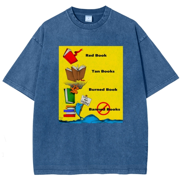 Unisex Book Printed Washed Tee