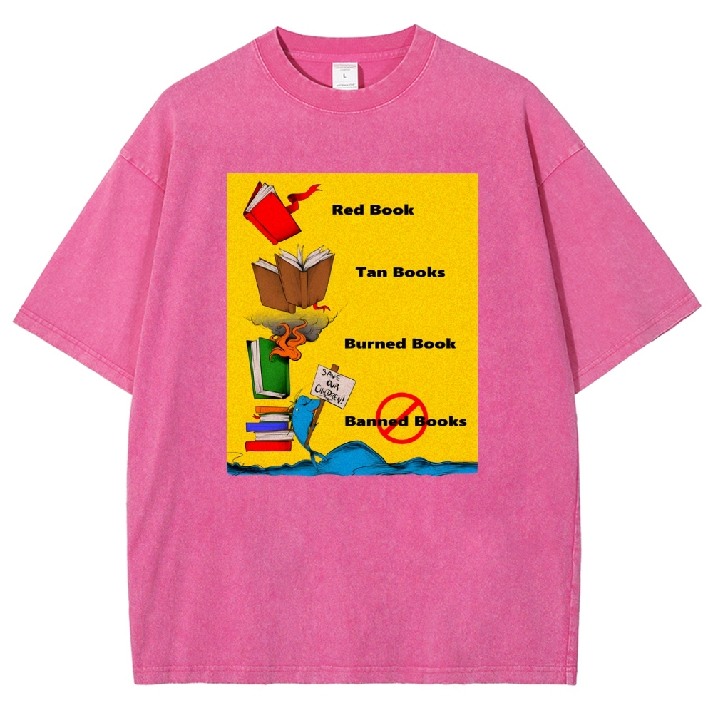 Unisex Book Printed Washed Tee