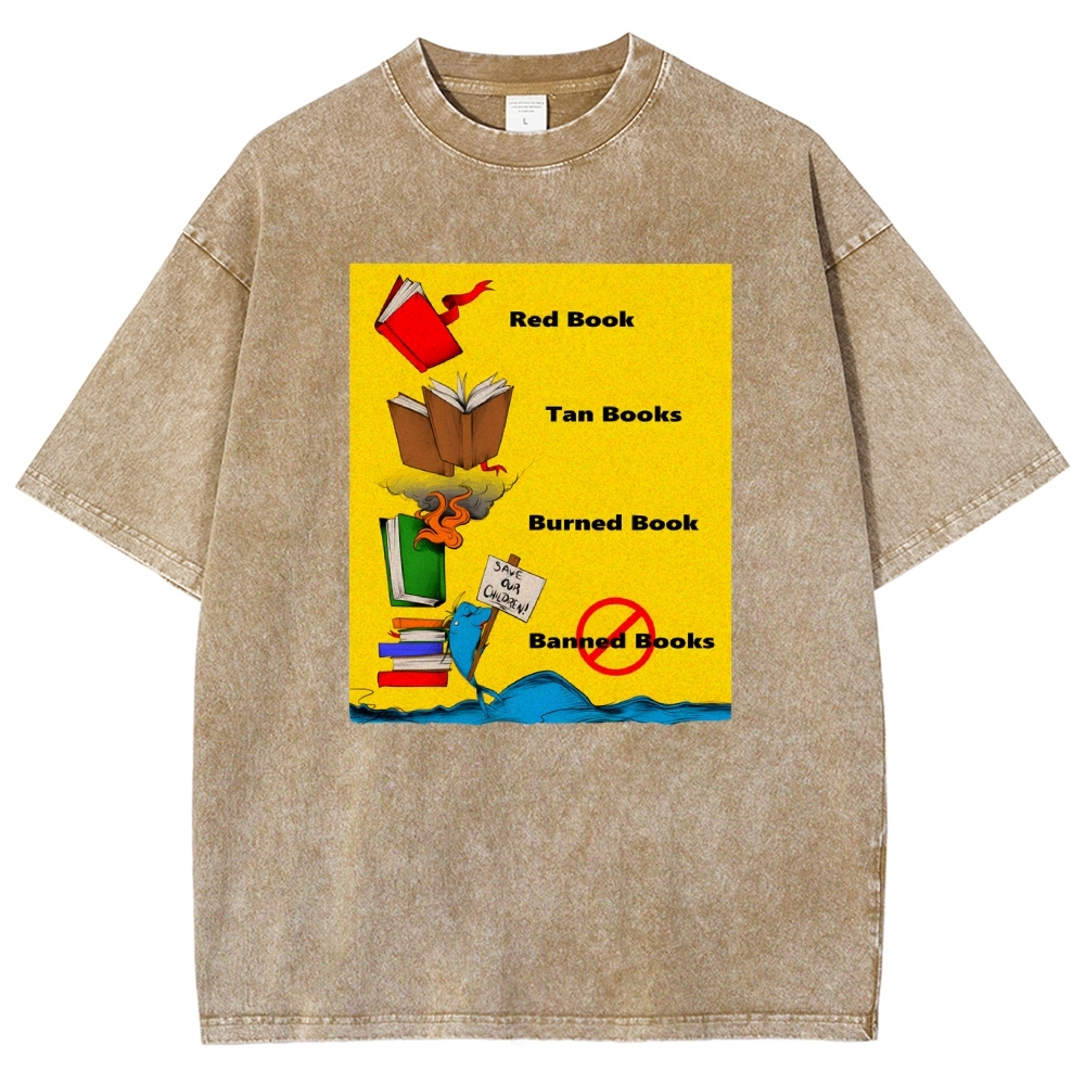Unisex Book Printed Washed Tee