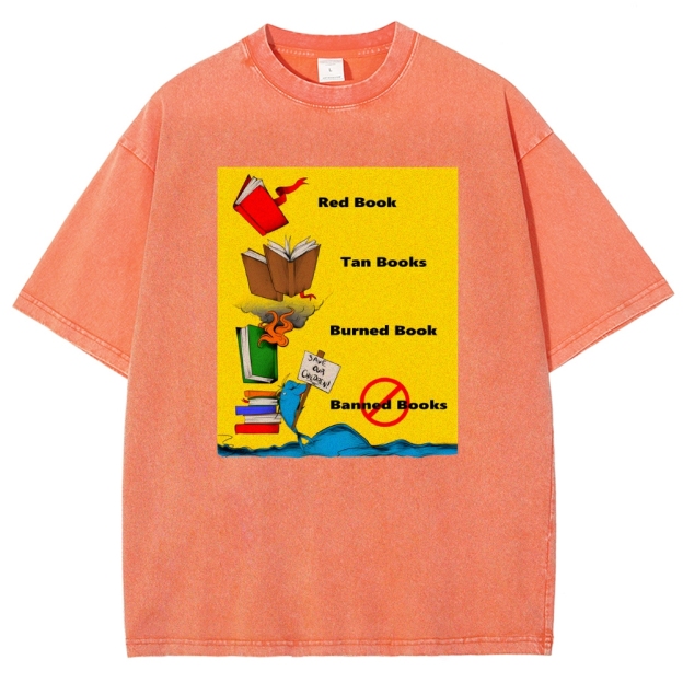 Unisex Book Printed Washed Tee