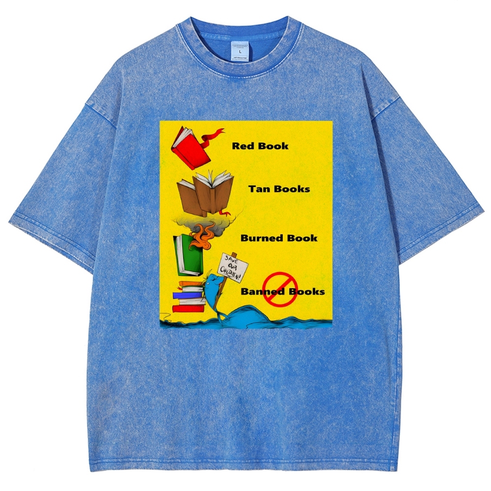 Unisex Book Printed Washed Tee