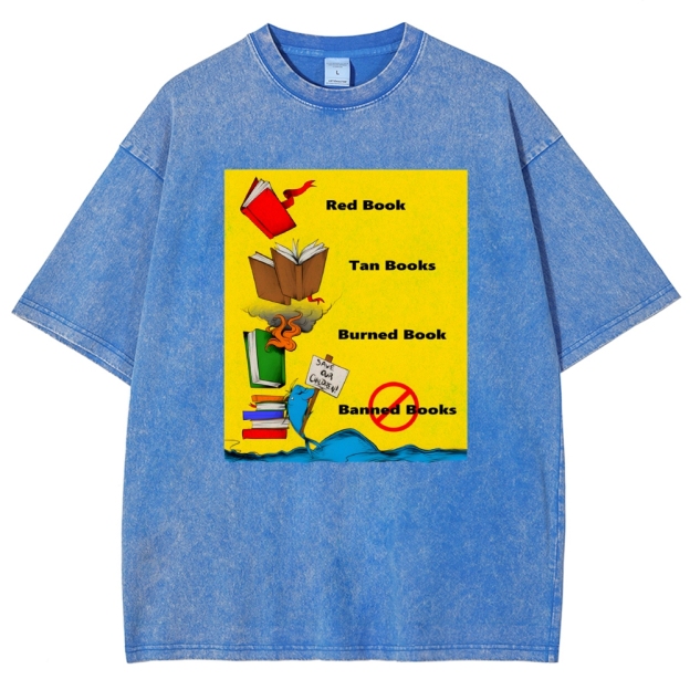 Unisex Book Printed Washed Tee