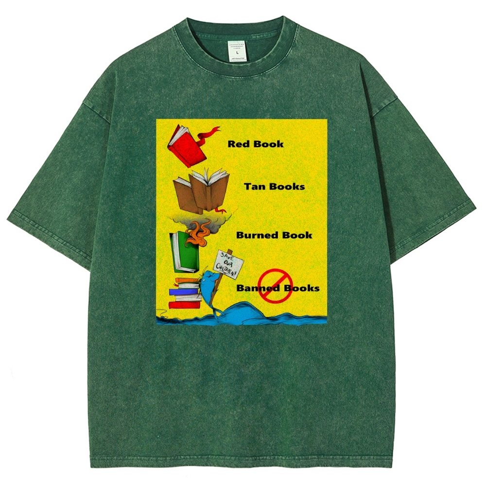 Unisex Book Printed Washed Tee
