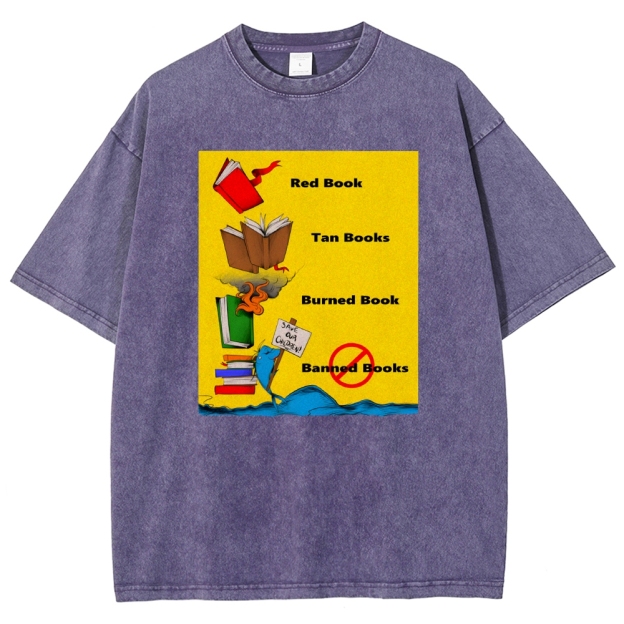Unisex Book Printed Washed Tee