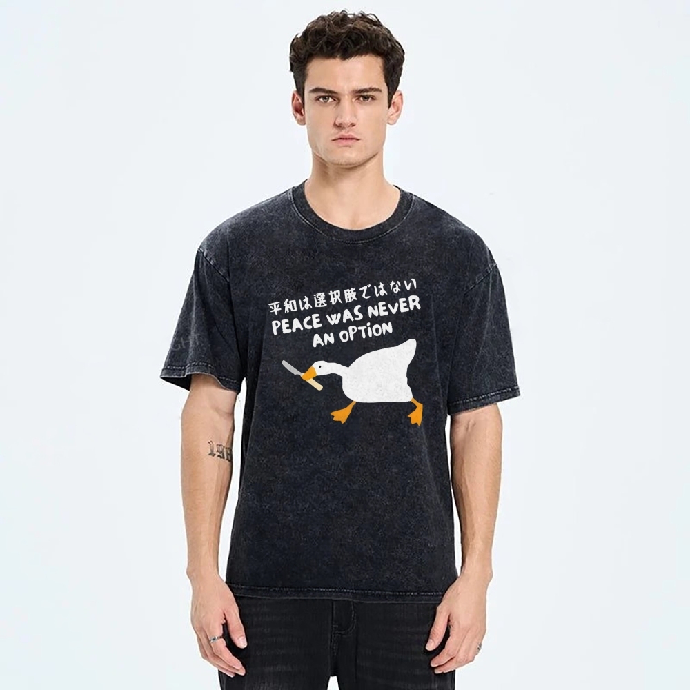 Unisex Goose Printed Washed Tee