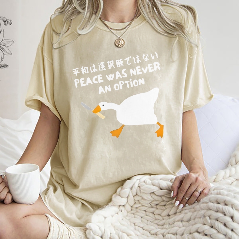Unisex Goose Printed Washed Tee