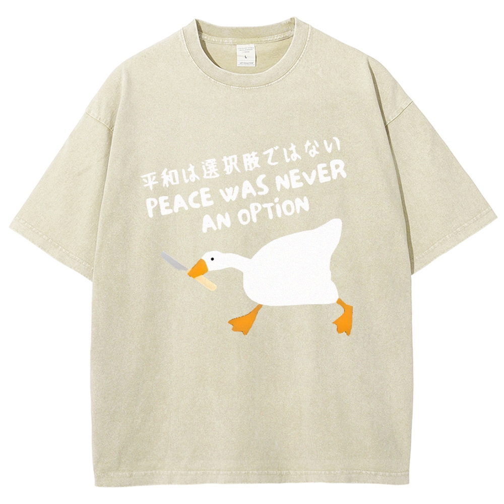 Unisex Goose Printed Washed Tee