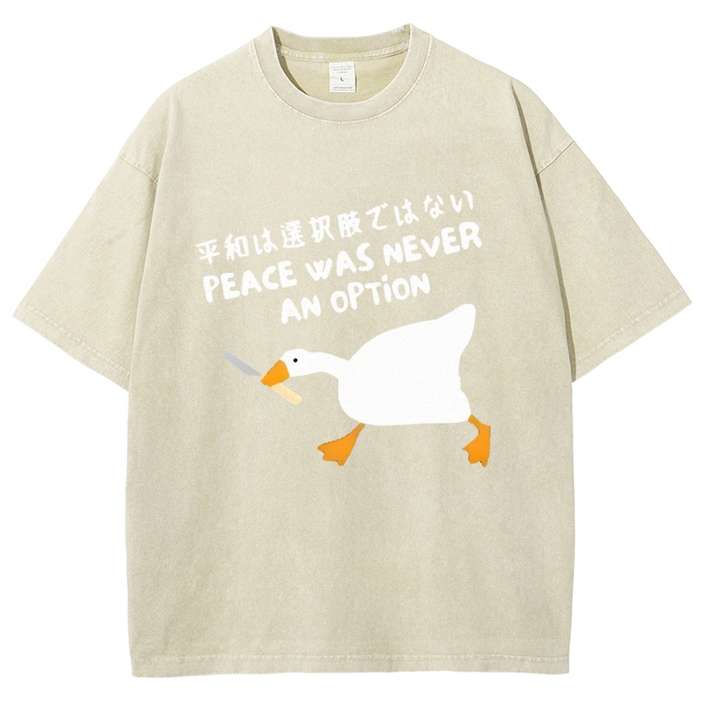 Unisex Goose Printed Washed Tee