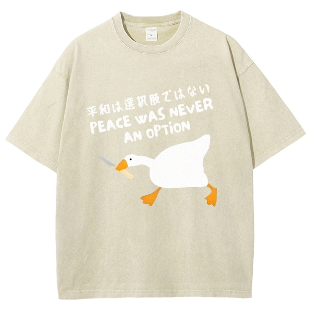 Unisex Goose Printed Washed Tee