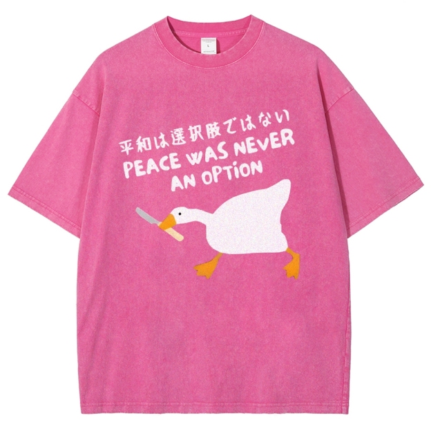Unisex Goose Printed Washed Tee