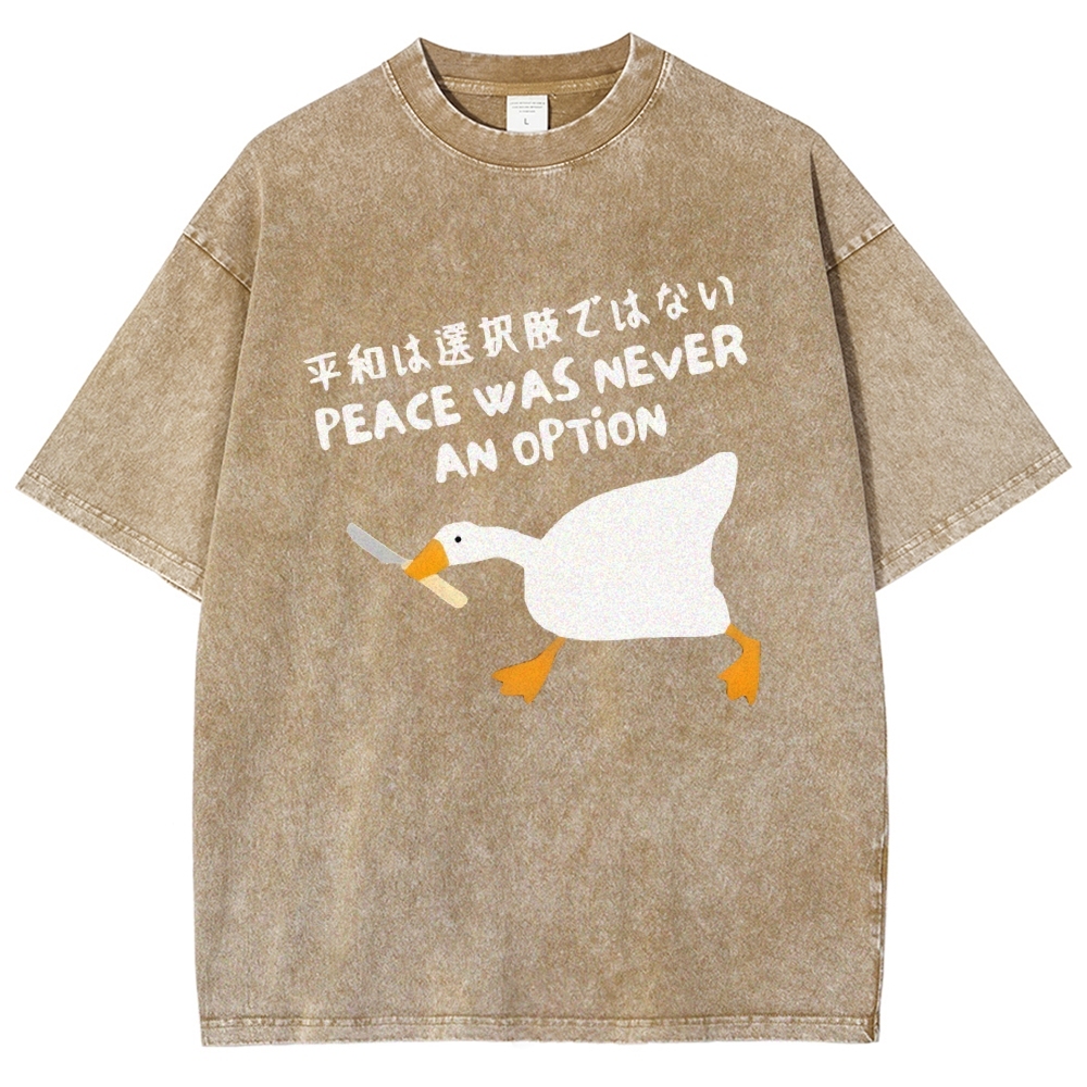 Unisex Goose Printed Washed Tee