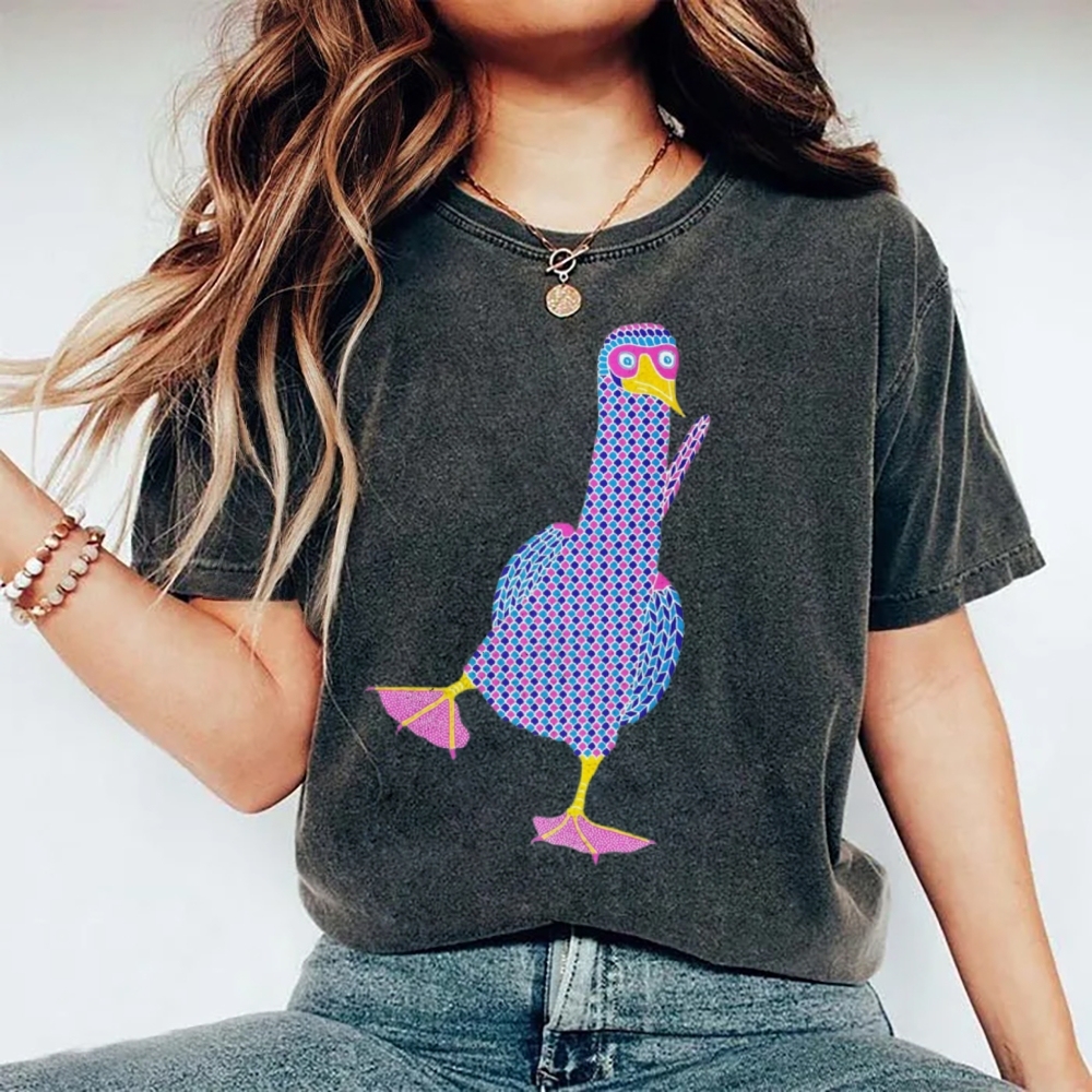 Unisex Geometry Boobie Printed Washed Tee