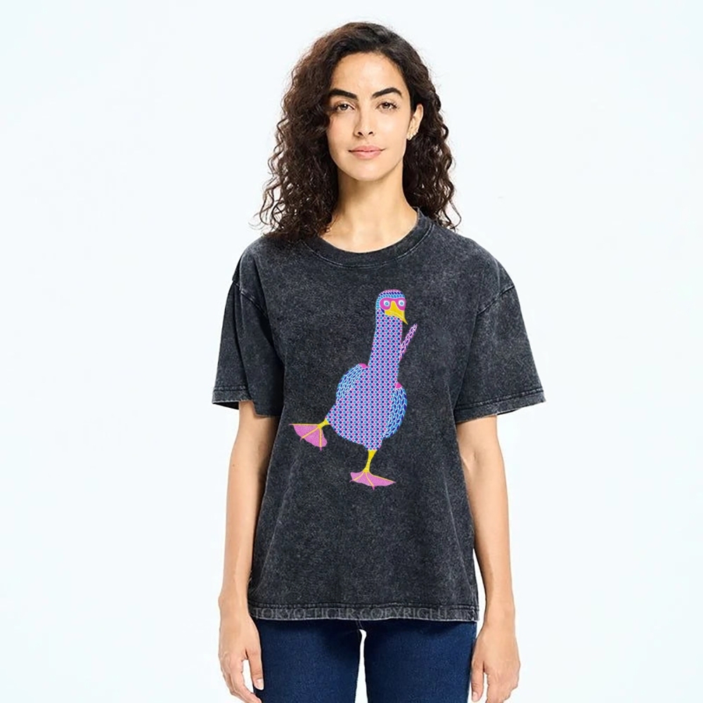 Unisex Geometry Boobie Printed Washed Tee