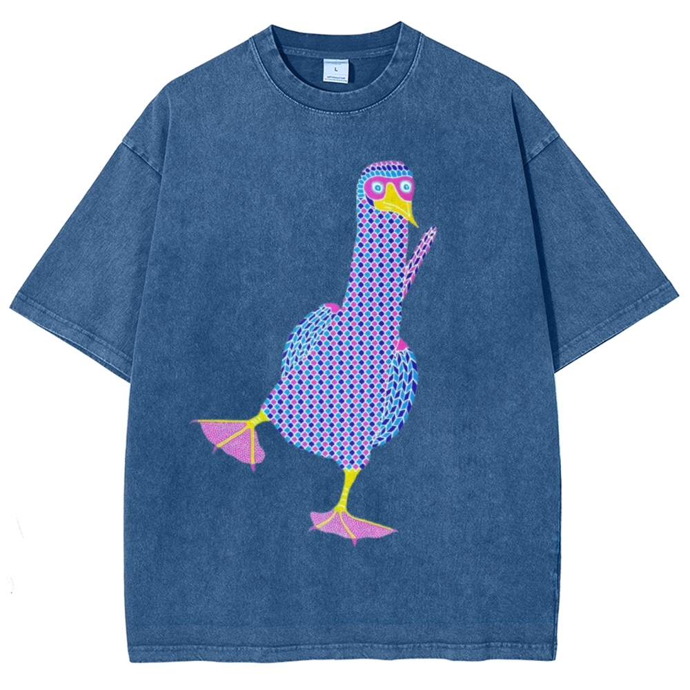 Unisex Geometry Boobie Printed Washed Tee